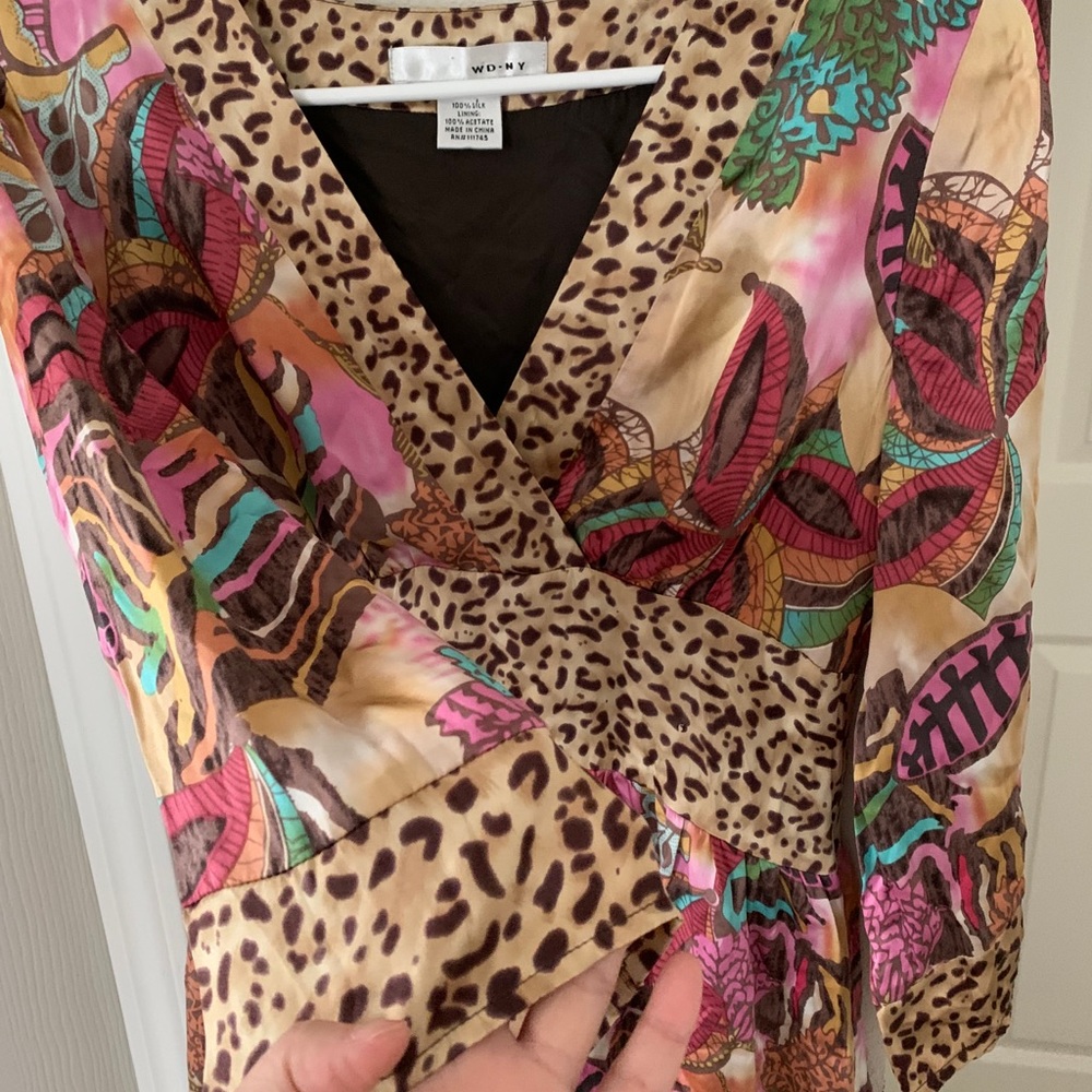 WD.NY 100%silk leopard floral dress - Picture 3 of 4